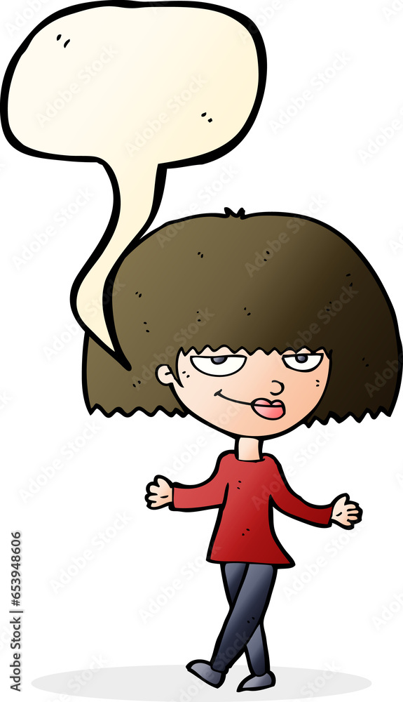 cartoon smug looking woman with speech bubble cartoon smug looking woman with speech bubble