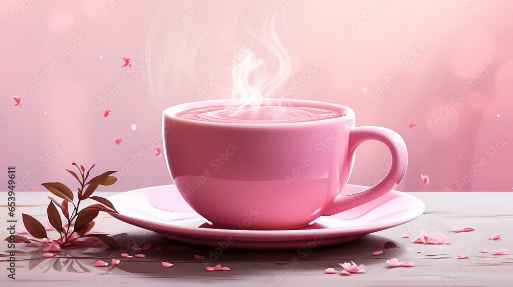 tea, delicious hot drink in a cup with lemon, mockup, promo banner for advertising. Minimalistic background with tea leaves. copy space. Green and black tea tea, delicious hot drink in a cup with lemon, mockup, promo banner for advertising. Minimalistic background with tea leaves. copy space. Green and black tea