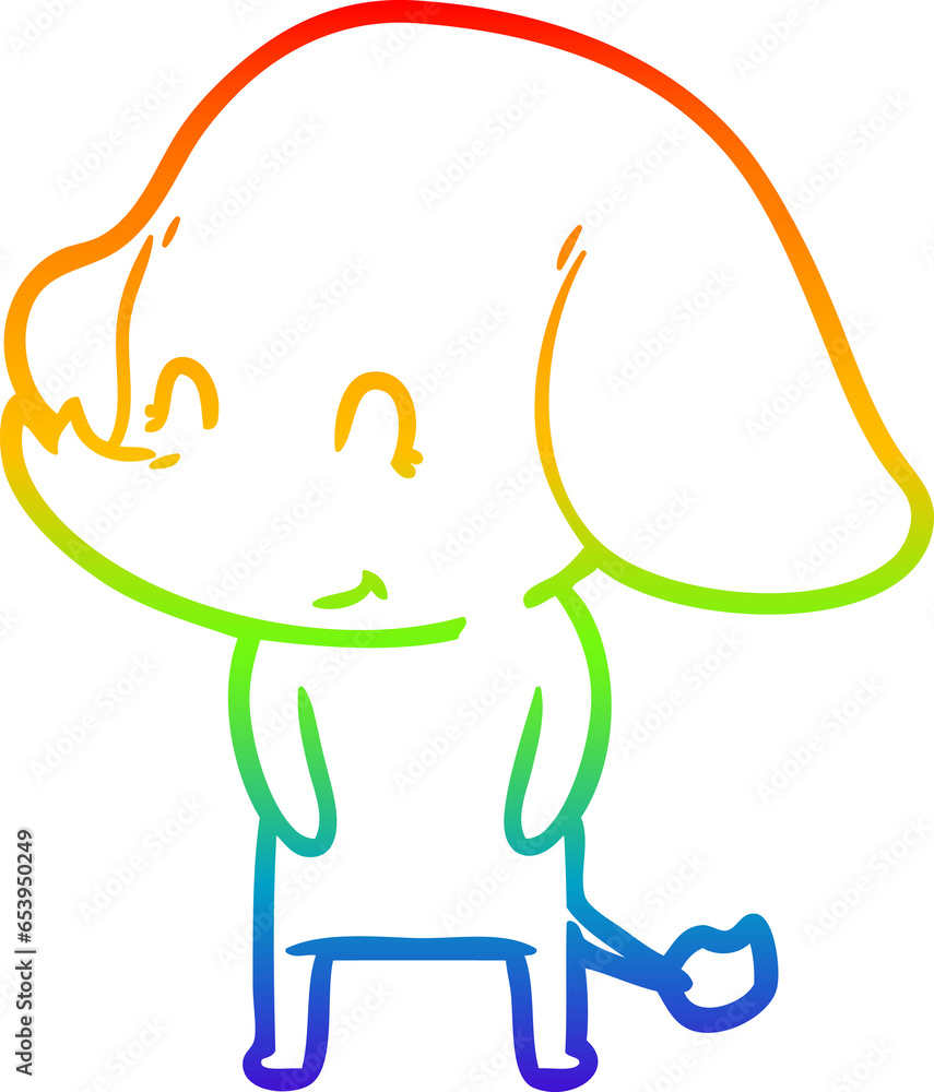 rainbow gradient line drawing of a cute cartoon elephant rainbow gradient line drawing of a cute cartoon elephant