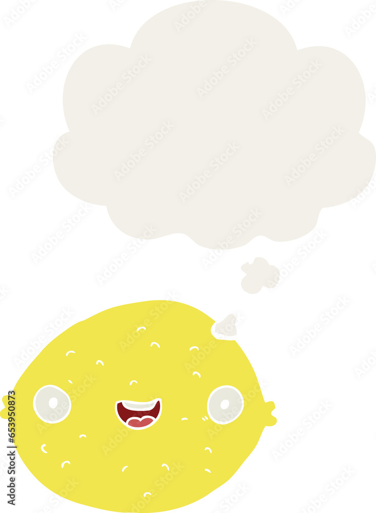cartoon lemon with thought bubble in retro style cartoon lemon with thought bubble in retro style
