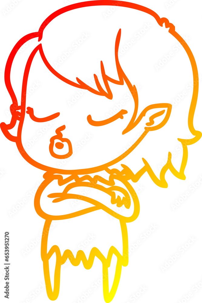 warm gradient line drawing of a cute cartoon vampire girl warm gradient line drawing of a cute cartoon vampire girl