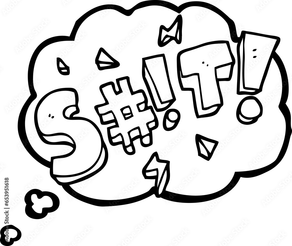 freehand drawn thought bubble cartoon obscured swearword freehand drawn thought bubble cartoon obscured swearword
