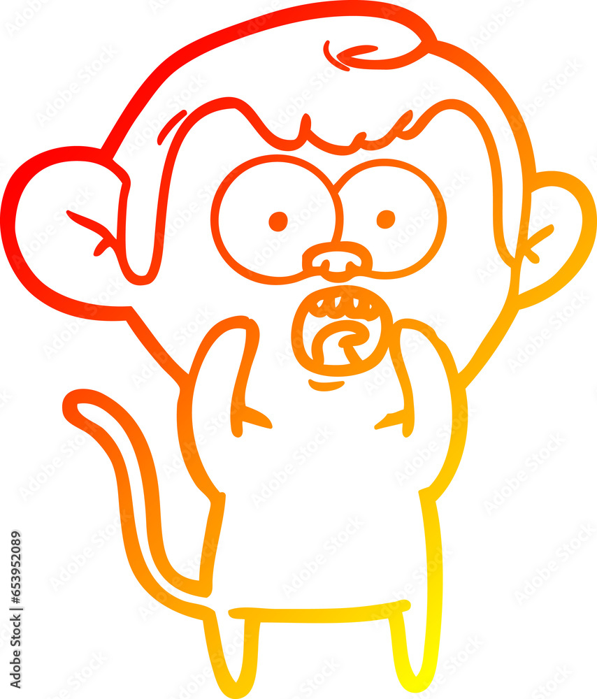 warm gradient line drawing of a cartoon shocked monkey warm gradient line drawing of a cartoon shocked monkey