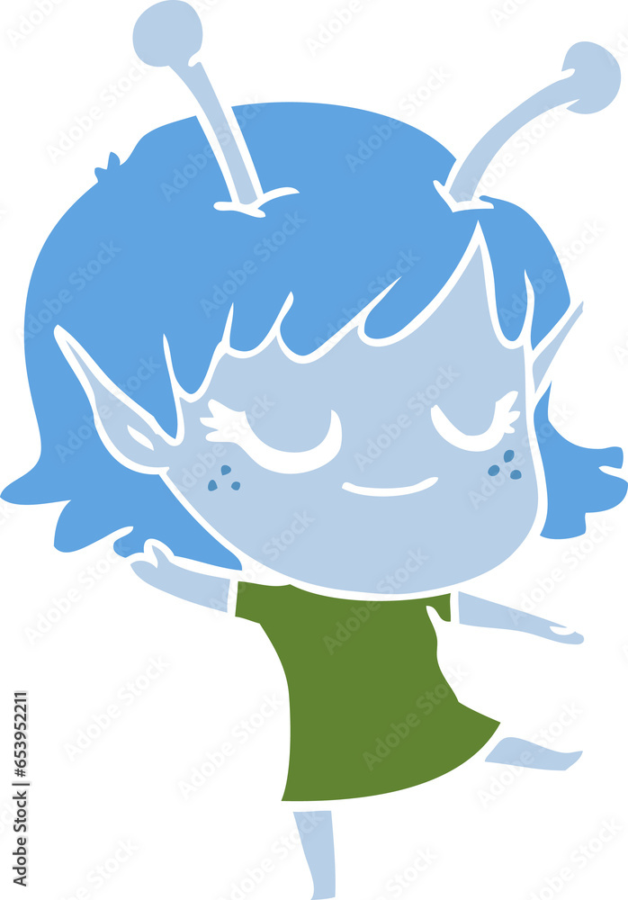 smiling alien girl flat color style cartoon smiling alien girl flat color style cartoon