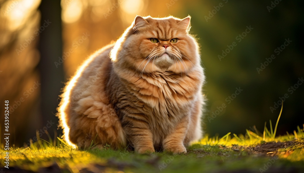funny chubby cat at outdoor made with generative AI funny chubby cat at outdoor made with generative AI
