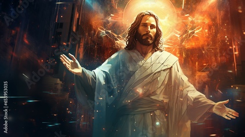 jesus christ wallpaper abstract technology futuristic