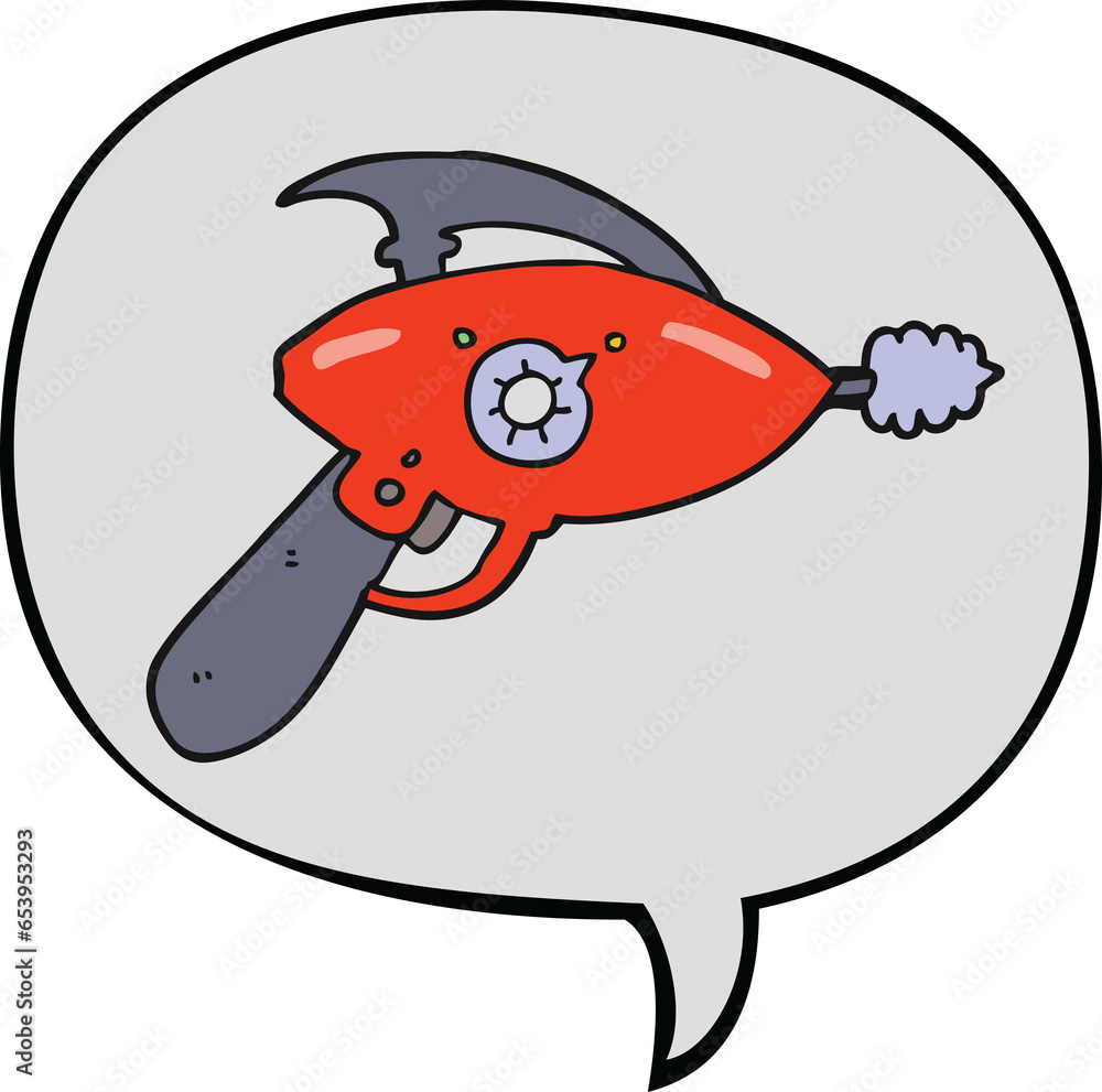 cartoon ray gun with speech bubble cartoon ray gun with speech bubble