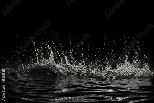 Overlay depicting water splash on black background. Generative AI