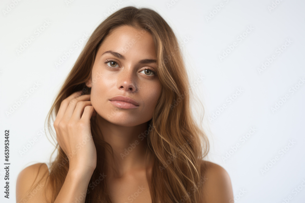 Stunning young woman with flowing brown hair. This image can be used for beauty, fashion, or lifestyle related content. Stunning young woman with flowing brown hair. This image can be used for beauty, fashion, or lifestyle related content.