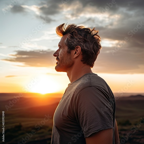 Person overlooking the land in the sun