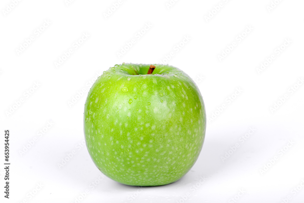 Green apple isolated on white background. Close up of fresh green apple. Green apple isolated on white background. Close up of fresh green apple.