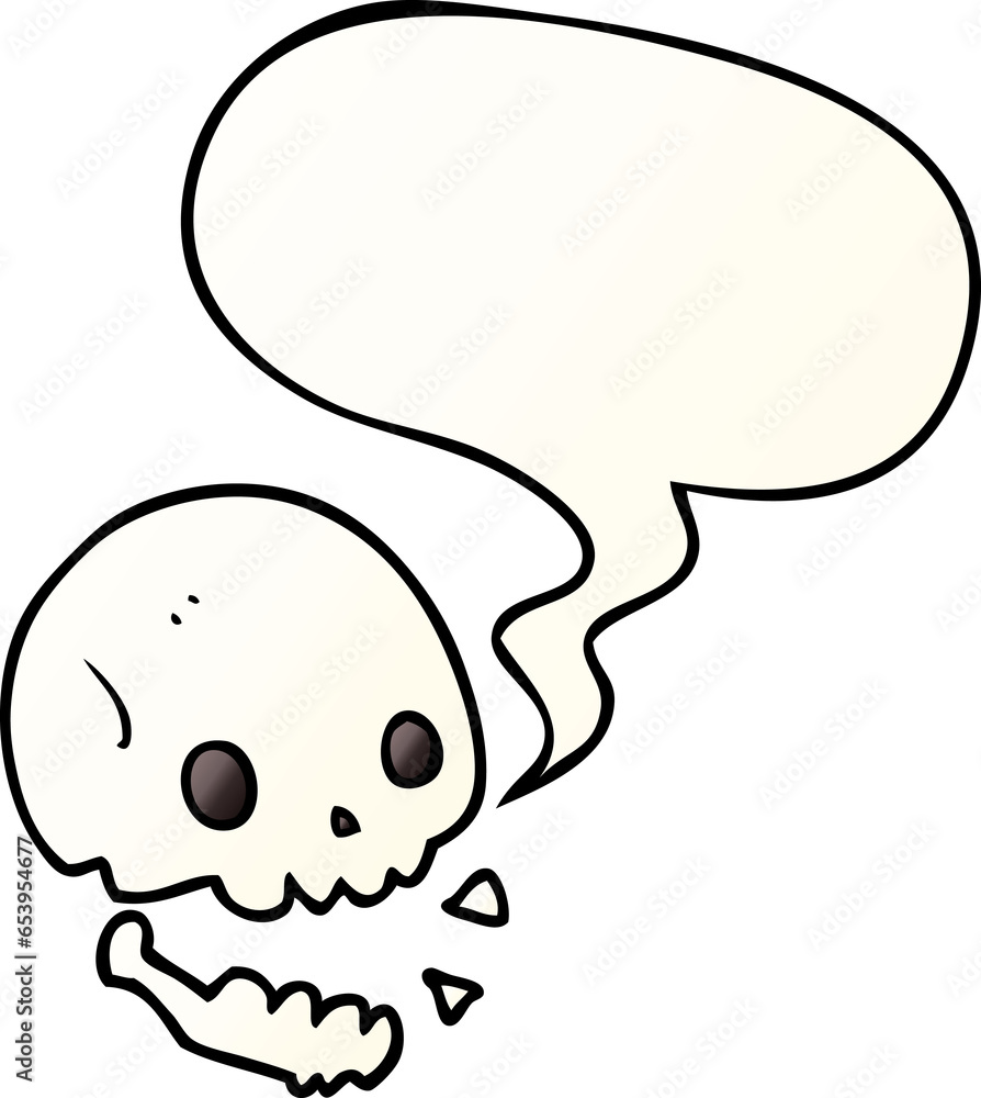 cartoon spooky skull with speech bubble in smooth gradient style cartoon spooky skull with speech bubble in smooth gradient style