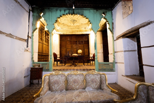 Traditional interior of the Matbouli House Museum in historical town of Jeddah Al Balad Saudi Arabia photo