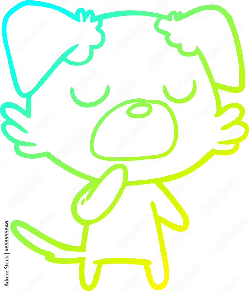 cold gradient line drawing of a cartoon dog cold gradient line drawing of a cartoon dog