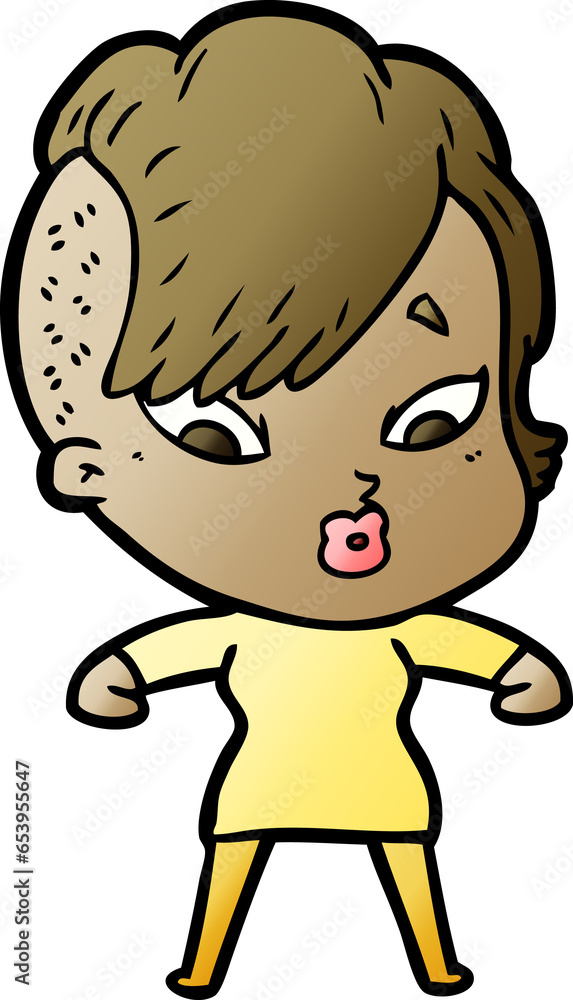 Obraz premium cartoon surprised girl
