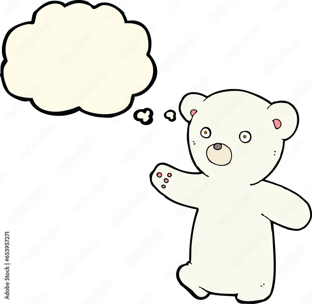 cartoon polar bear cub with thought bubble cartoon polar bear cub with thought bubble