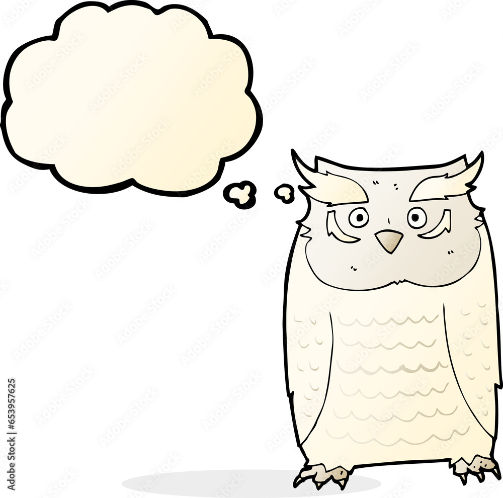 cartoon owl with thought bubble cartoon owl with thought bubble