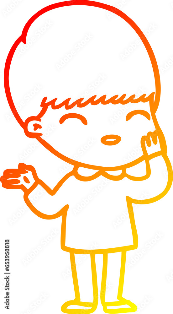 warm gradient line drawing of a happy cartoon boy warm gradient line drawing of a happy cartoon boy