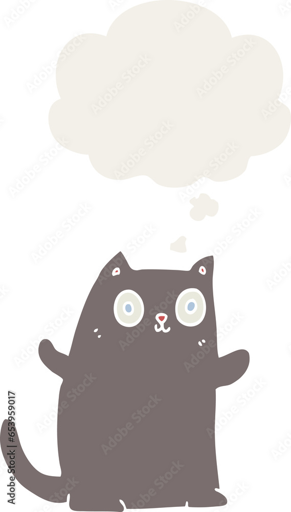 cartoon cat with thought bubble in retro style cartoon cat with thought bubble in retro style