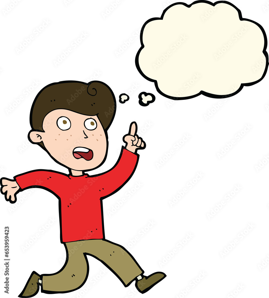 cartoon boy panicking with thought bubble cartoon boy panicking with thought bubble
