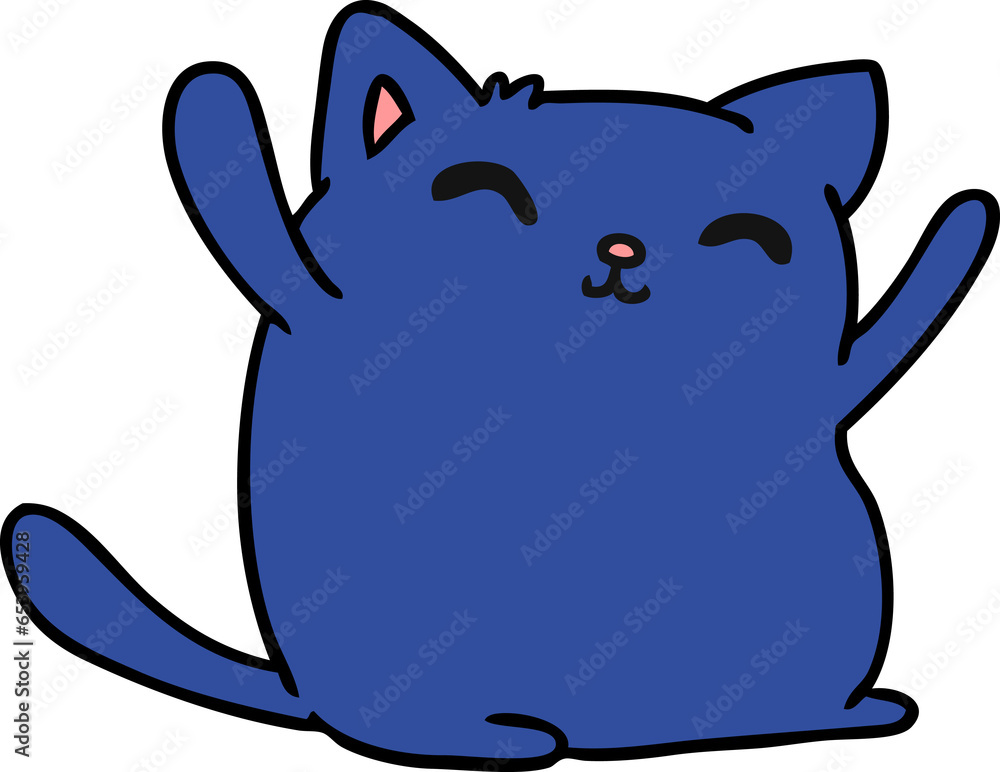 cartoon illustration of cute kawaii cat