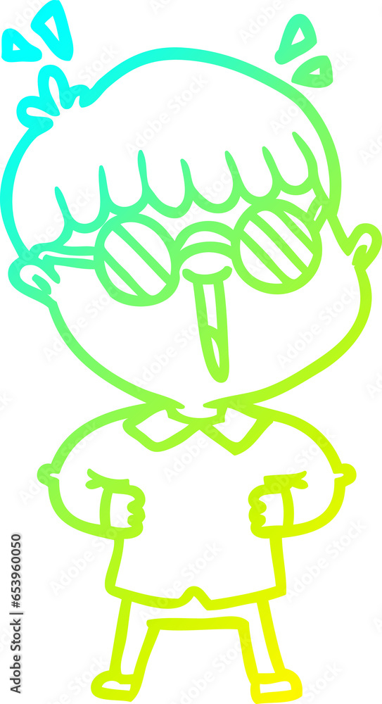 cold gradient line drawing of a cartoon boy wearing spectacles cold gradient line drawing of a cartoon boy wearing spectacles