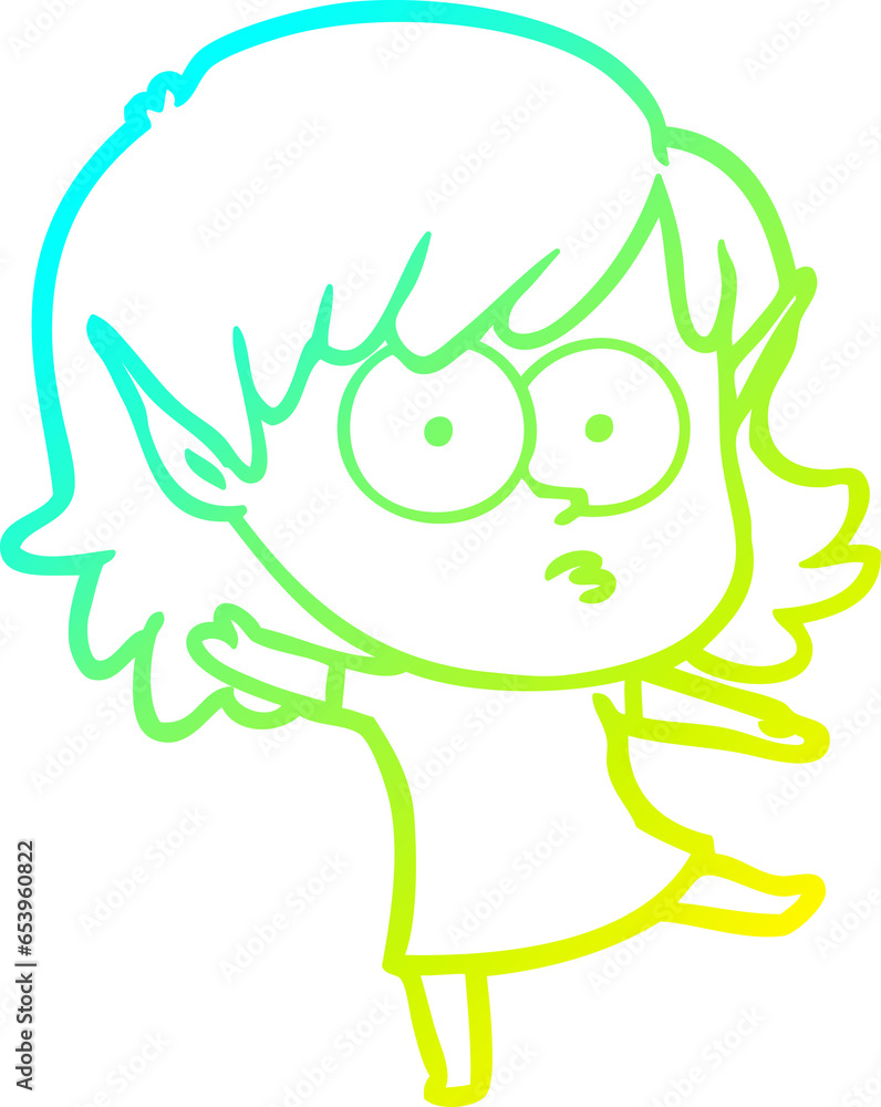 cold gradient line drawing of a cartoon elf girl dancing cold gradient line drawing of a cartoon elf girl dancing