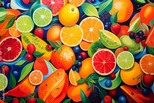 vibrant fruity backdrop. Generative AI
