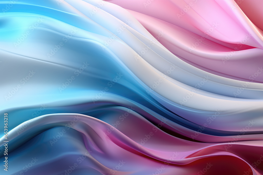 Obraz premium Abstract design with vibrant pink, blue and white waves. Colorful wavy pattern creates an eye-catching and modern visual.