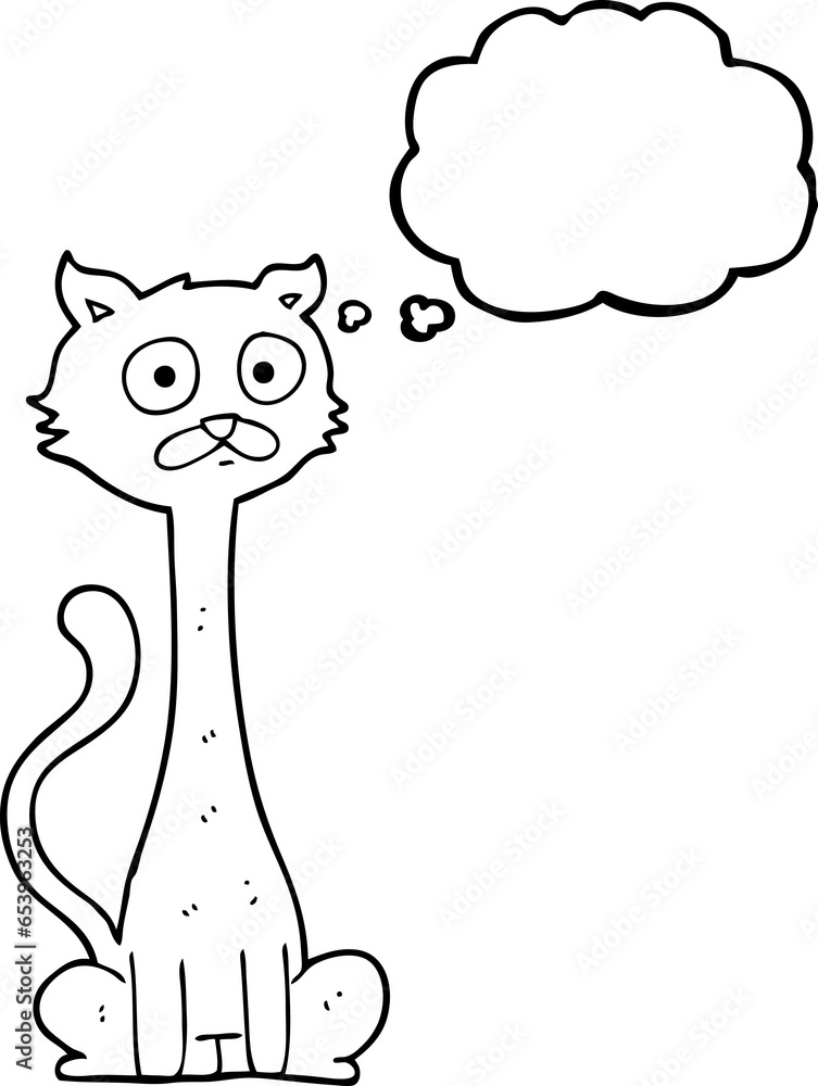 freehand drawn thought bubble cartoon cat freehand drawn thought bubble cartoon cat