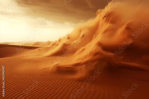 Sandstorm in the desert strong wind sand storm natural phenomena