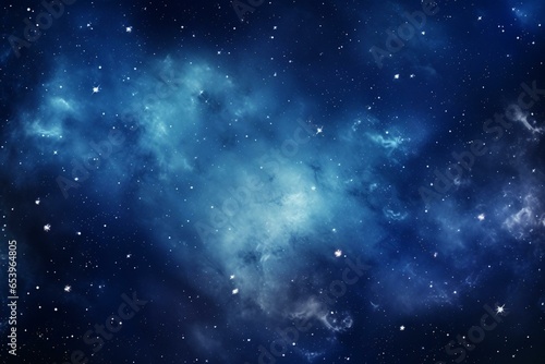 Blue galaxy with shining stars. Background art. Generative AI © George
