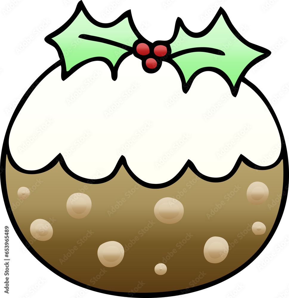 gradient shaded quirky cartoon christmas pudding gradient shaded quirky cartoon christmas pudding
