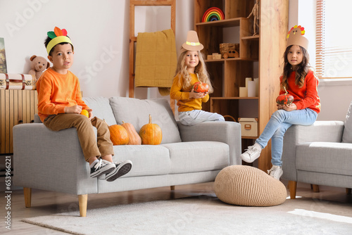 Cute little children with p...