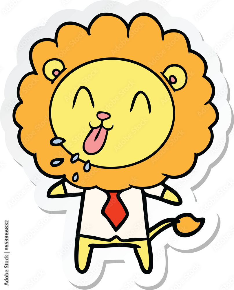 sticker of a happy cartoon lion sticker of a happy cartoon lion
