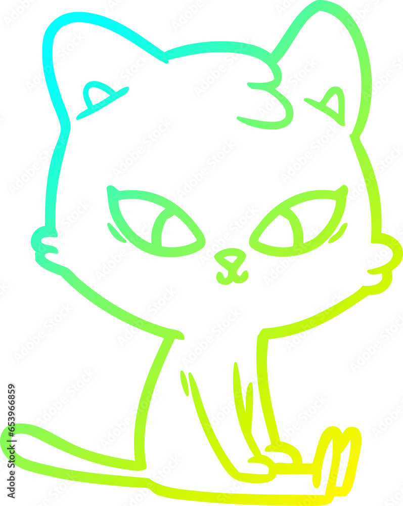 cold gradient line drawing of a cute cartoon cat cold gradient line drawing of a cute cartoon cat