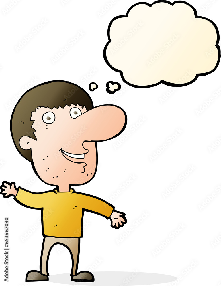 cartoon waving man with thought bubble cartoon waving man with thought bubble