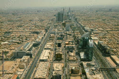 Aerial view of Riyadh downtown from the Kingdom Center Sky Bridge Saudi Arabia
