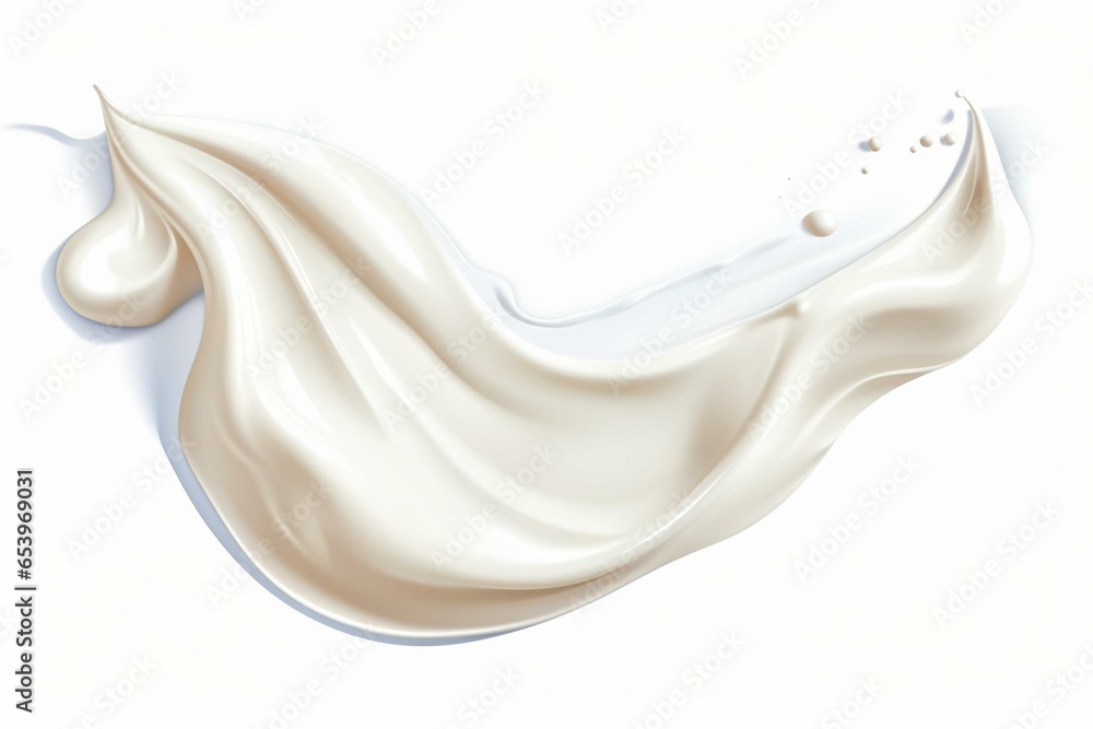 Isolated splash of creamy yogurt. For designs, banners, backgrounds, covers, advertising, and more. Generative AI