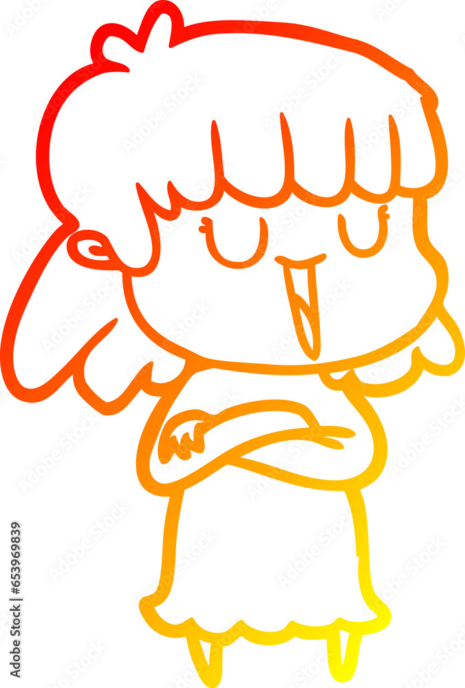 warm gradient line drawing of a cartoon woman warm gradient line drawing of a cartoon woman