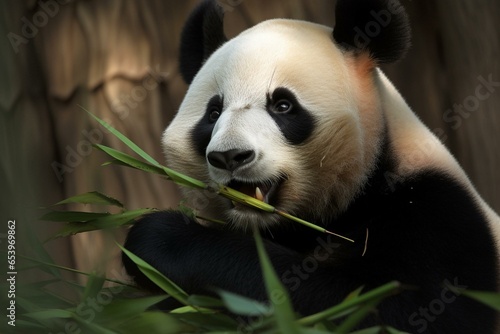 A panda is devouring bamboo. Generative AI