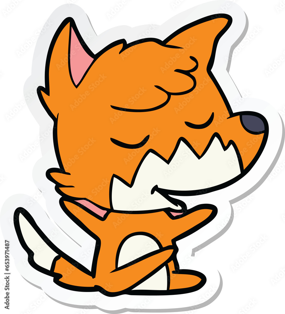 sticker of a friendly cartoon fox sticker of a friendly cartoon fox