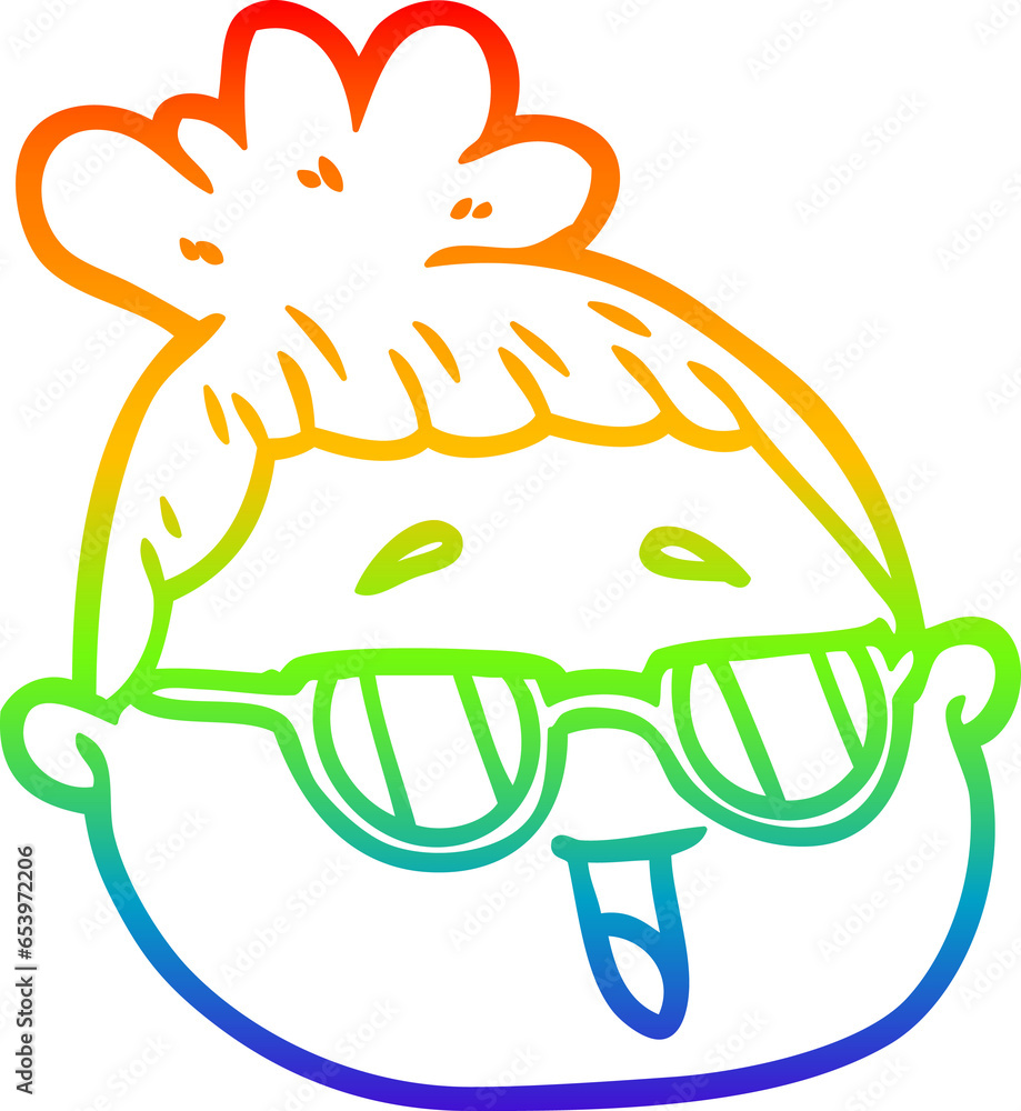 rainbow gradient line drawing of a cartoon female face rainbow gradient line drawing of a cartoon female face