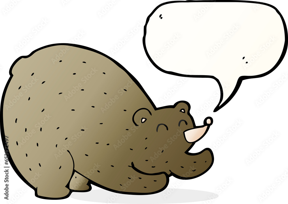 cartoon stretching bear with speech bubble cartoon stretching bear with speech bubble