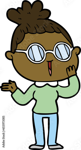 cartoon surprised woman wearing spectacles