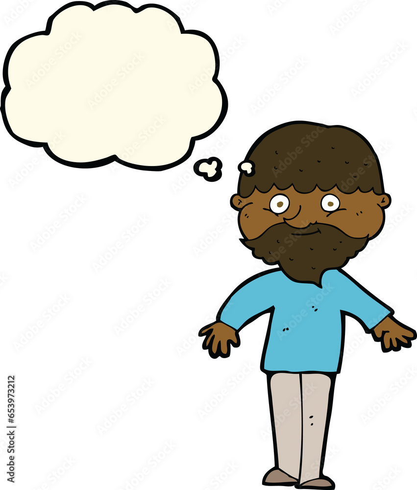 cartoon happy man with thought bubble cartoon happy man with thought bubble