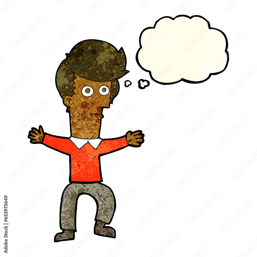 Fototapeta premium cartoon startled man with thought bubble