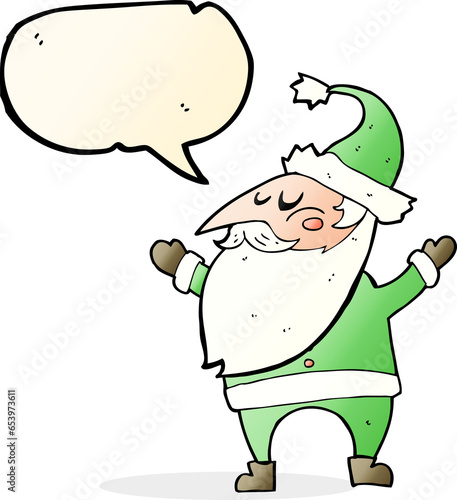 cartoon santa claus with speech bubble