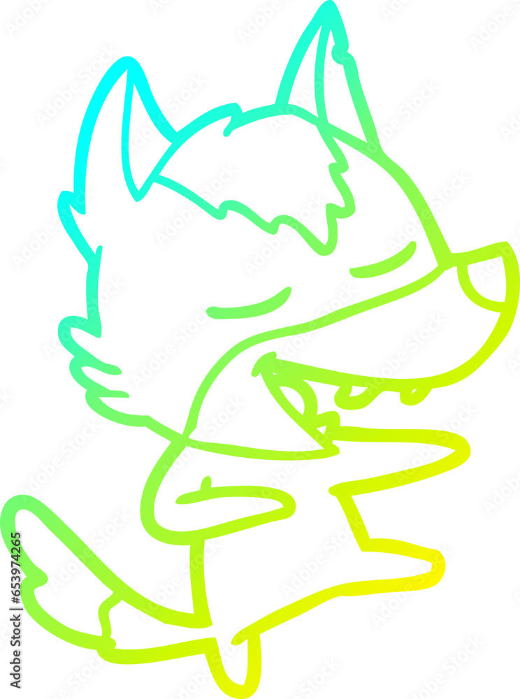 cold gradient line drawing of a cartoon wolf laughing cold gradient line drawing of a cartoon wolf laughing