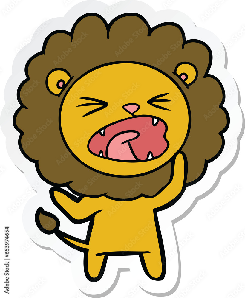 Obraz premium sticker of a cartoon angry lion